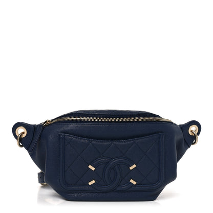 Chanel Caviar Quilted Filigree Waist Bag Blue 1 of 9