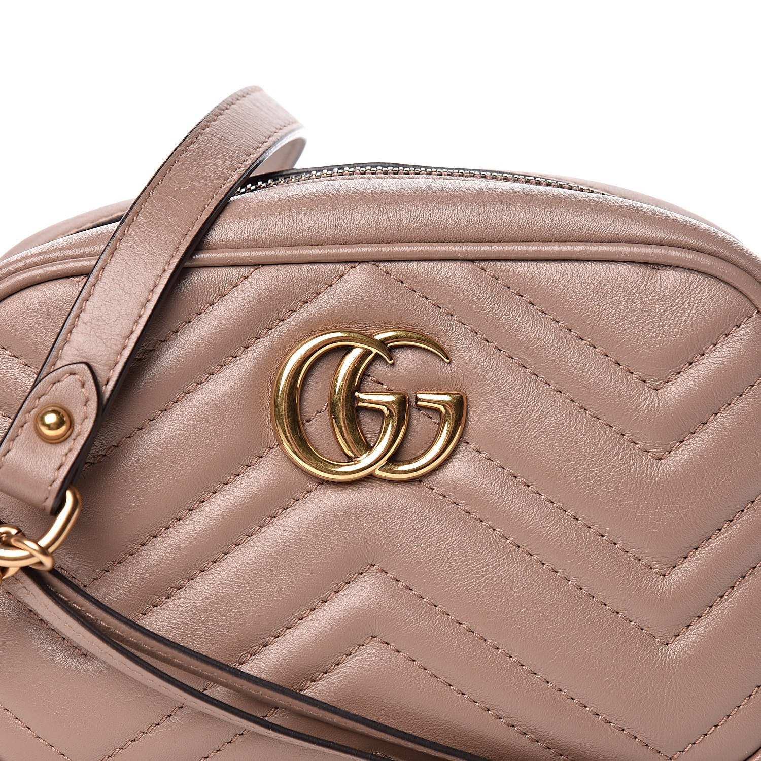 Gucci Calfskin Matelasse Mini GG Marmont Chain Shoulder Bag Nude 12 of 12