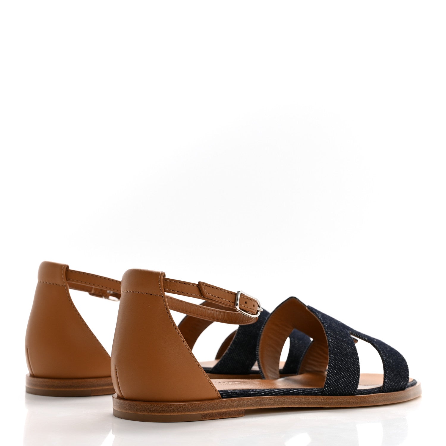 Hermes Denim Santorini Sandals 36.5 Bleu Brut Gold 4 of 8