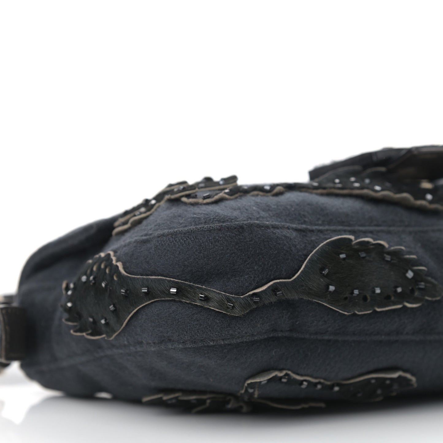 Wool Beaded Baguette Black