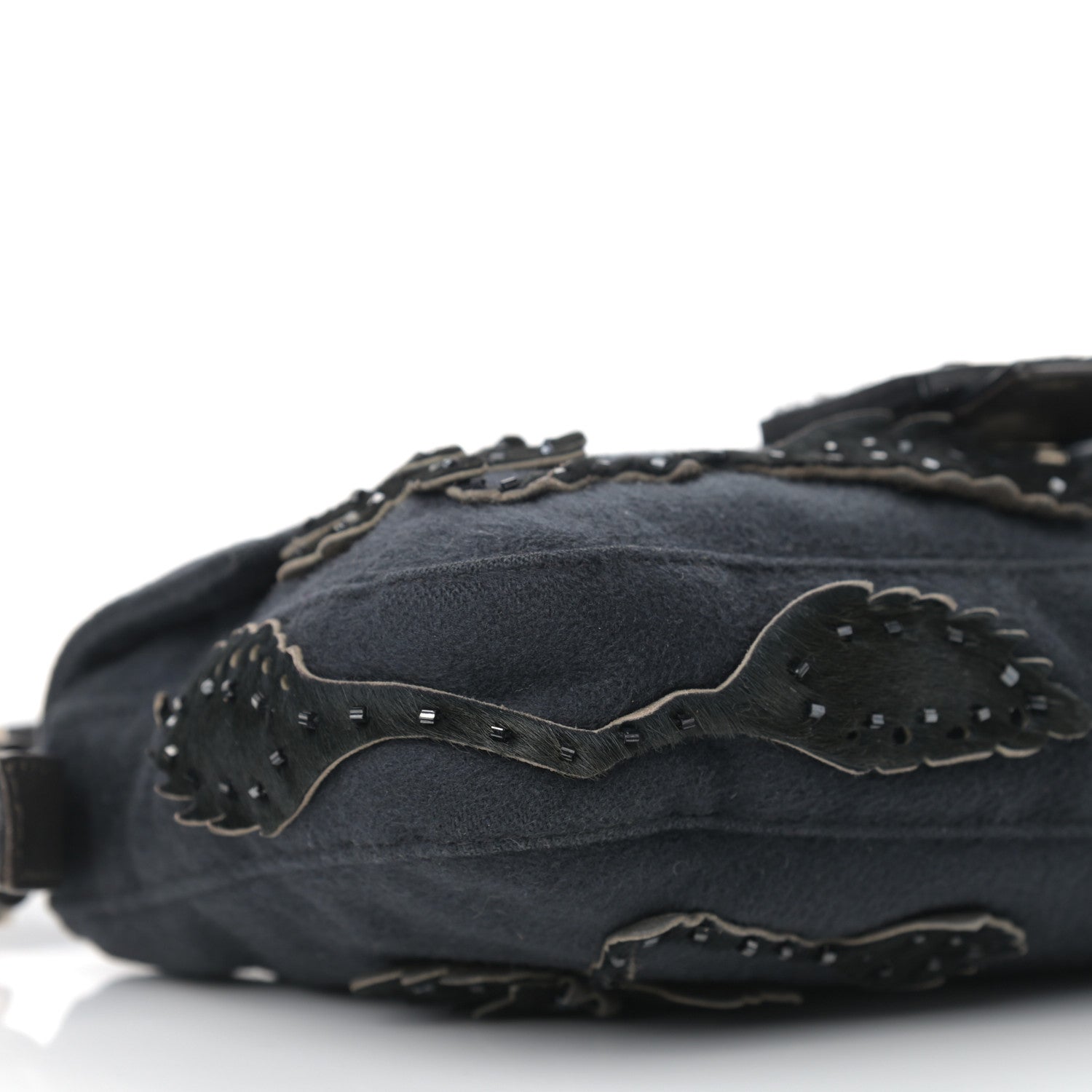 Fendi Wool Beaded Baguette Black 8 of 14