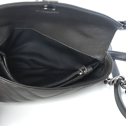 Saint Laurent Sheepskin Matelasse Chevron Monogram College Chain Wallet Coal 5 of 8