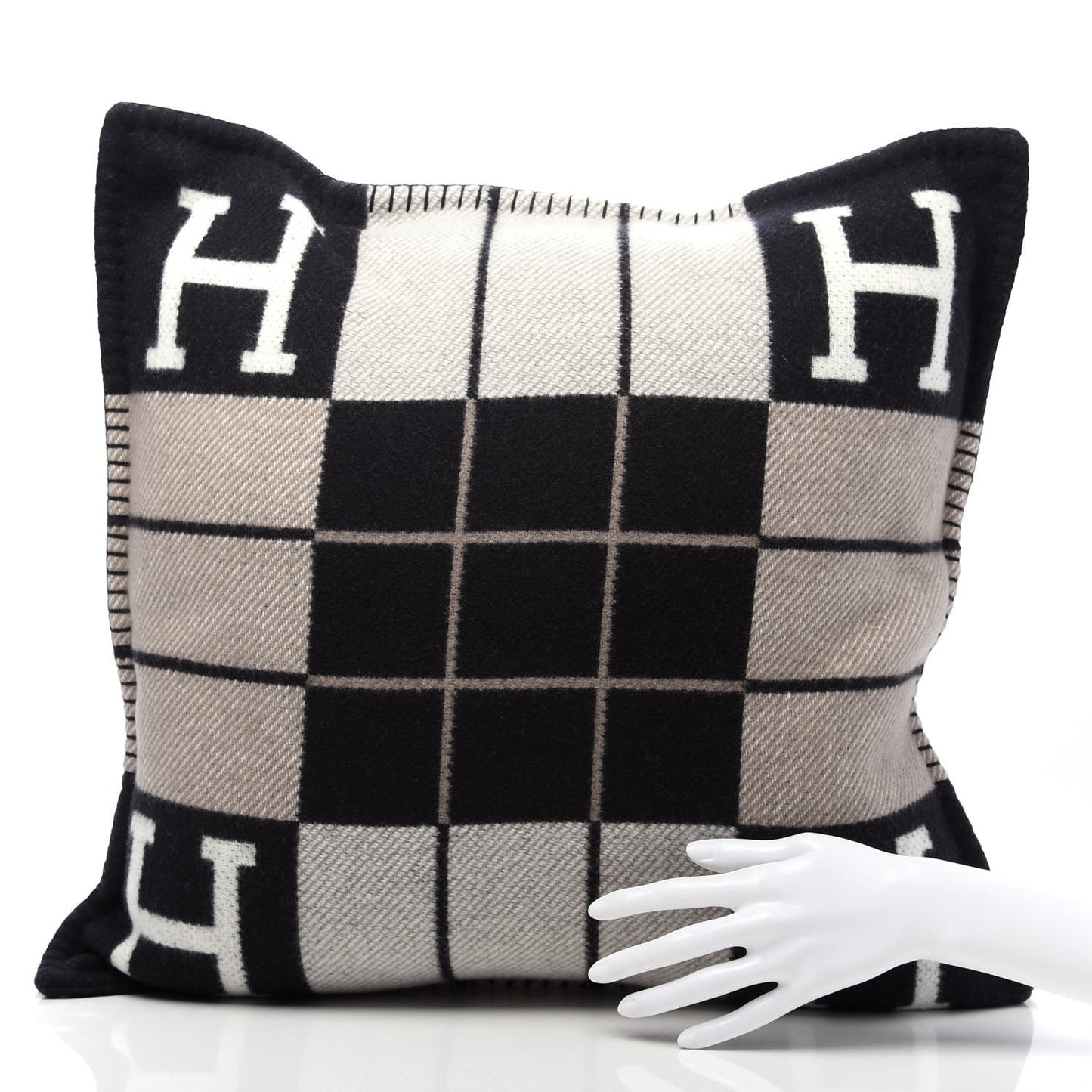 Wool Cashmere Avalon III Pillow PM Ecru Black