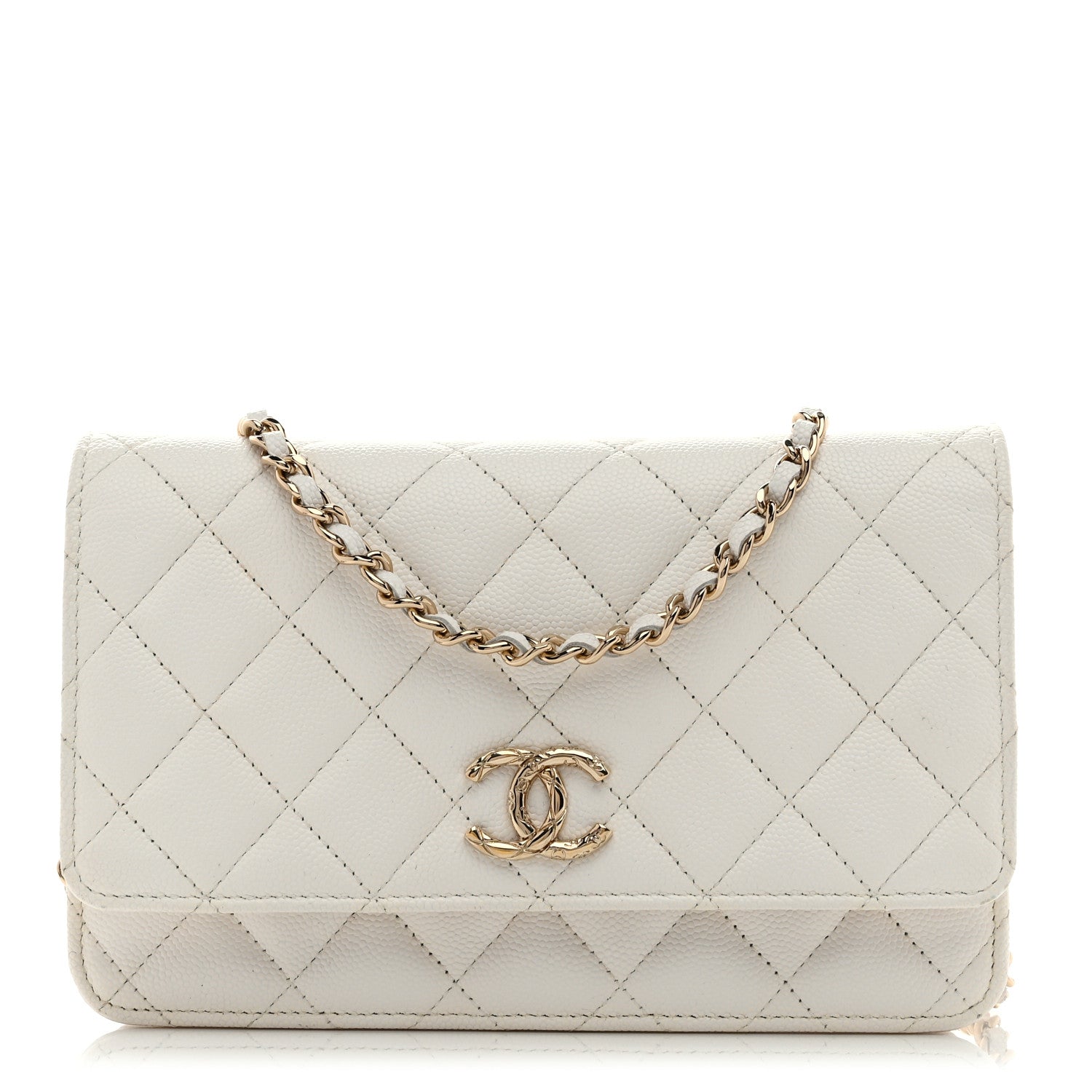 Chanel Caviar Quilted Wallet on Chain WOC White 1 of 12