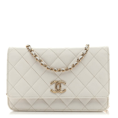 Chanel Caviar Quilted Wallet on Chain WOC White 1 of 12