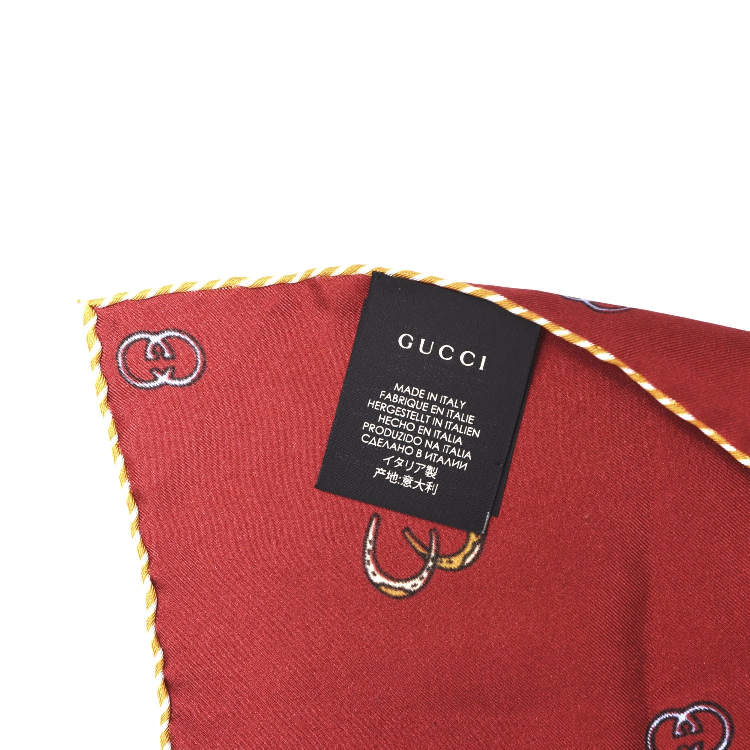 Gucci Silk Twill Poket Logos Pocket Square Red 3 of 3