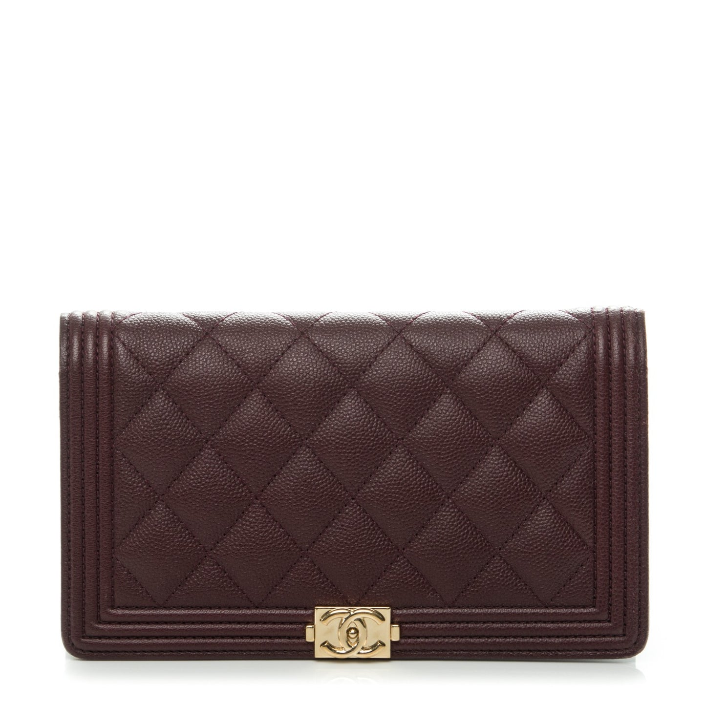 Caviar Quilted Boy Yen Wallet Dark Purple