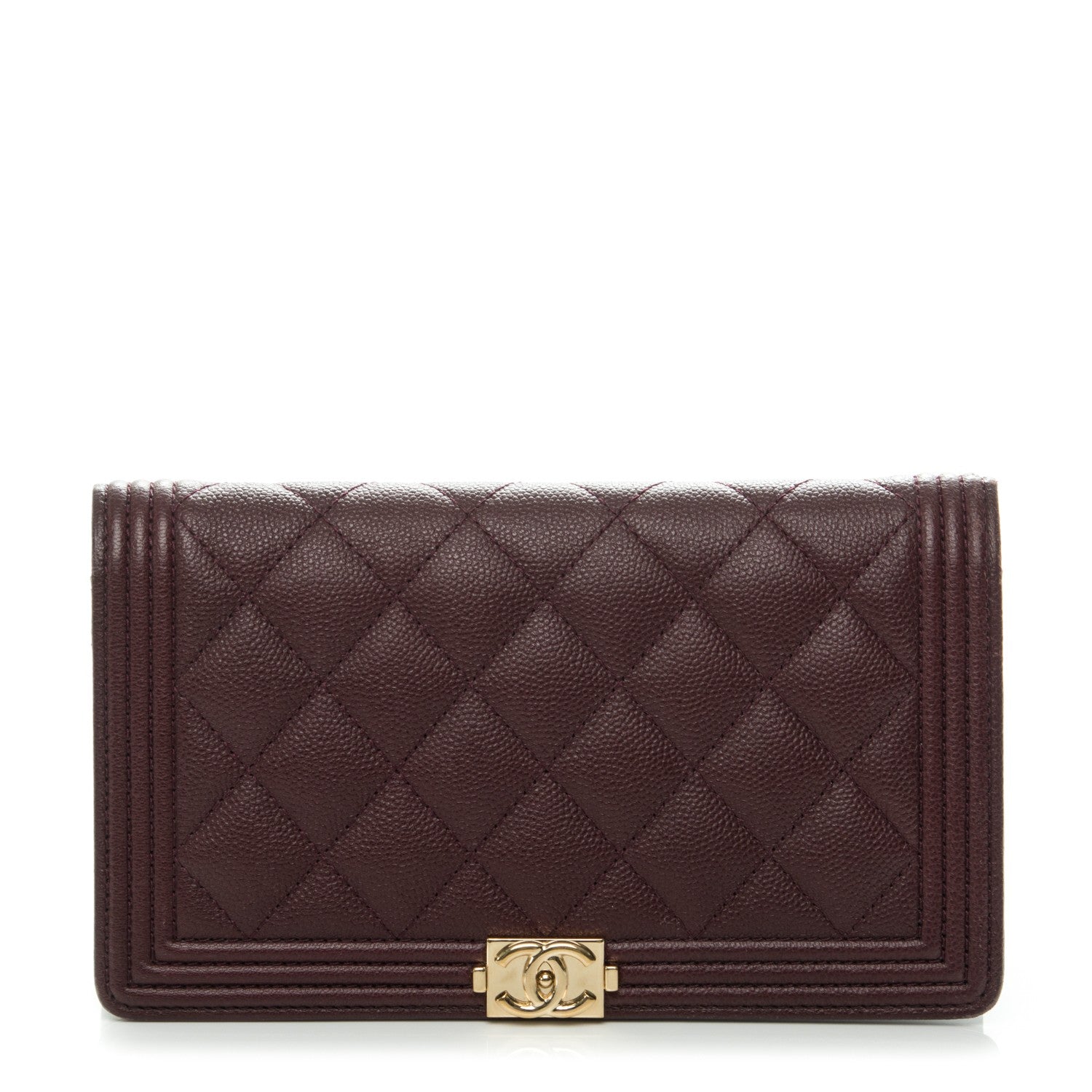 Chanel Caviar Quilted Boy Yen Wallet Dark Purple 1 of 8