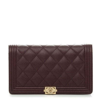 Chanel Caviar Quilted Boy Yen Wallet Dark Purple 1 of 8