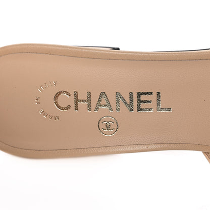 Chanel Lambskin Grosgrain Cap Toe Logo Ankle Strap Pumps 39 Beige Black 7 of 9