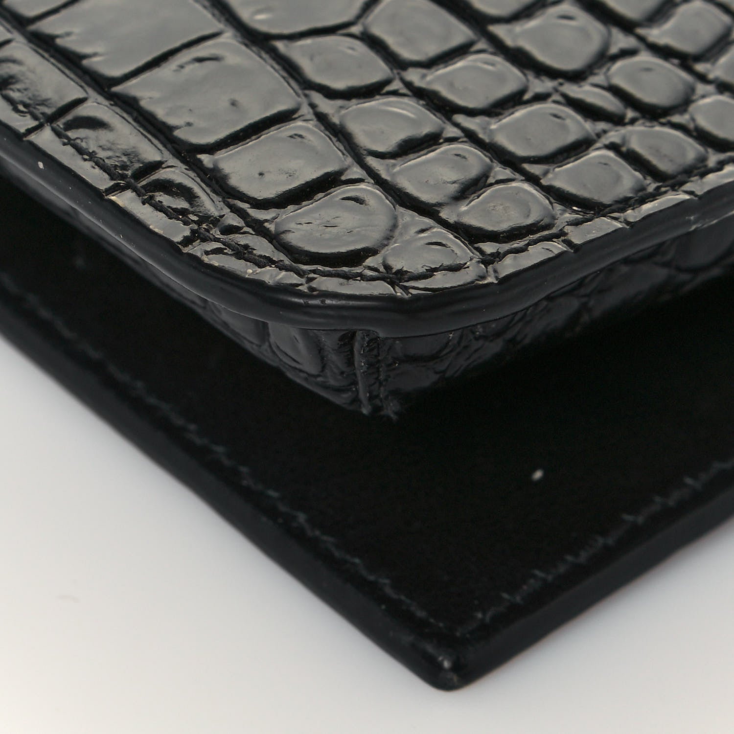 Saint Laurent Crocodile Embossed Monogram Phone Holder Crossbody Black 11 of 14