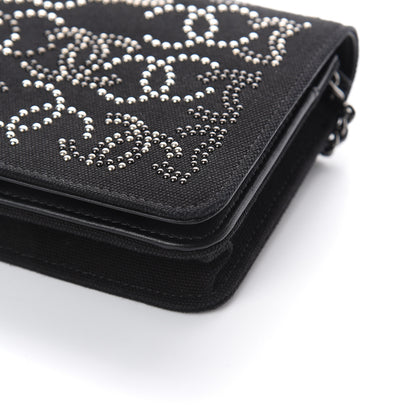 Chanel Canvas Studded CC Wallet On Chain WOC Black 9 of 10