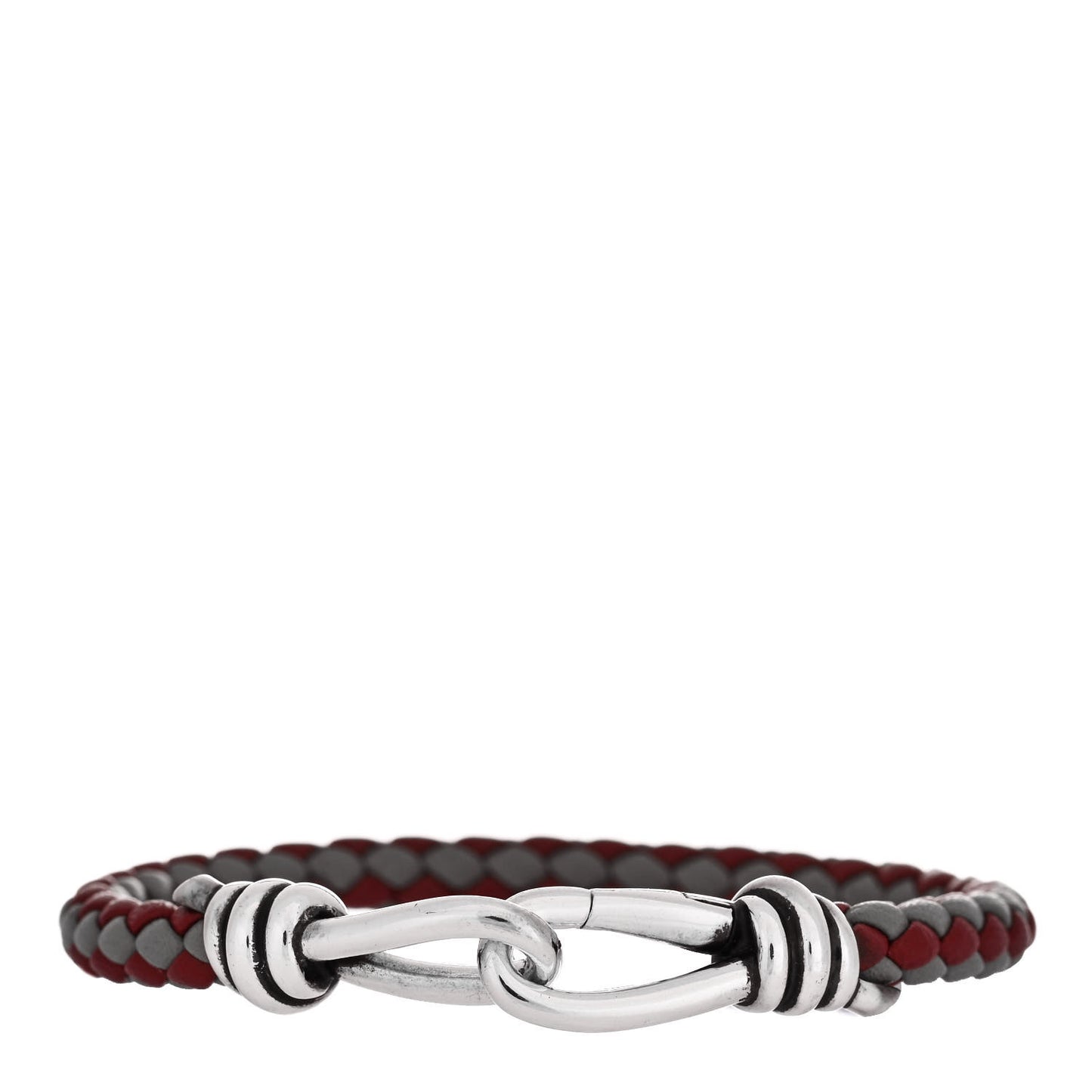 Sterling Silver Leather Paloma Picasso Knot Single Braid Bracelet Grey Red