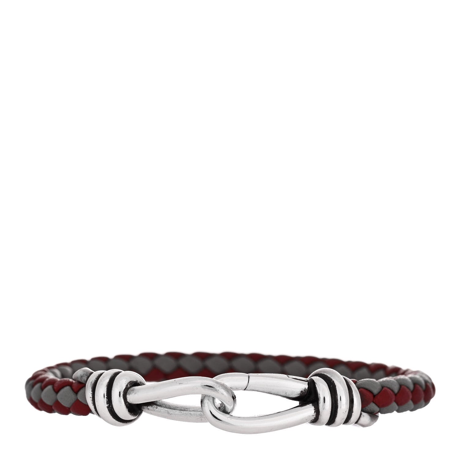 Tiffany Sterling Silver Leather Paloma Picasso Knot Single Braid Bracelet Grey Red 1 of 3