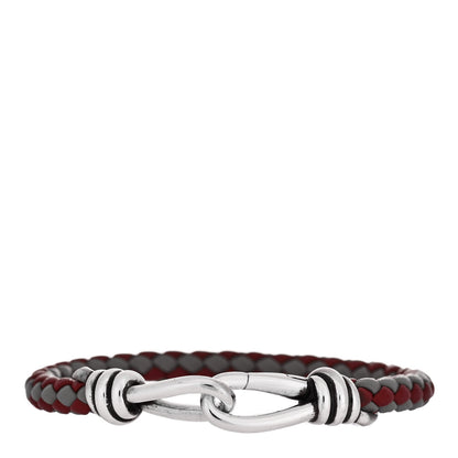 Tiffany Sterling Silver Leather Paloma Picasso Knot Single Braid Bracelet Grey Red 1 of 3