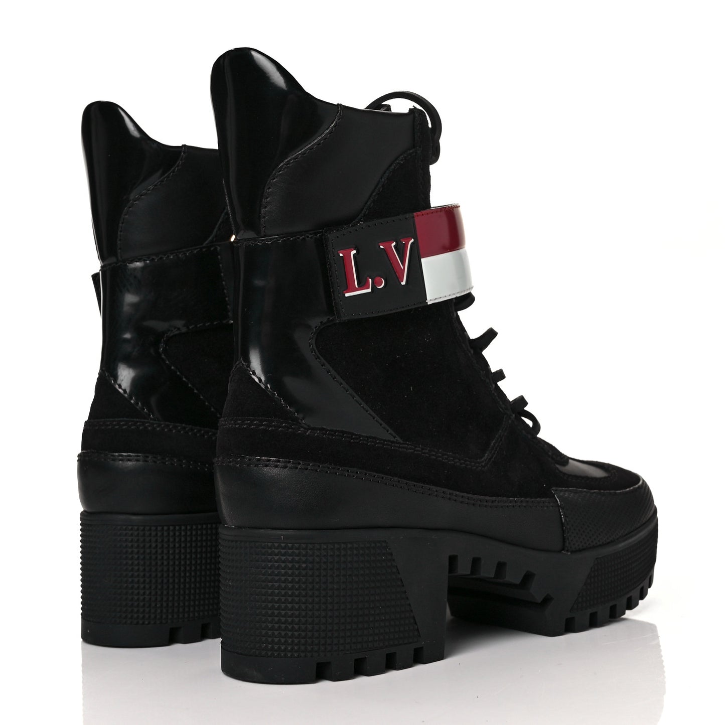 Suede Calfskin Laureate Platform Desert Boots 35.5 Black