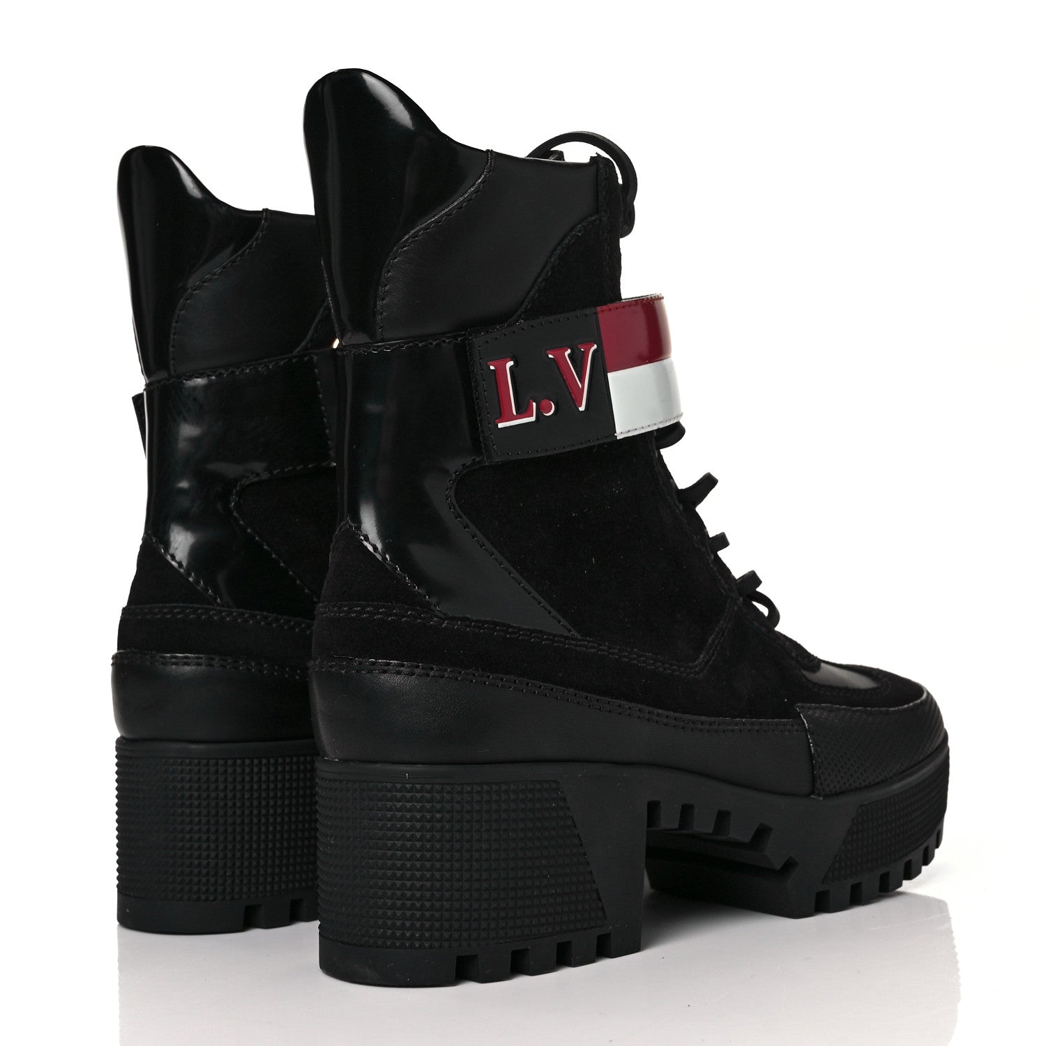Louis Vuitton Suede Calfskin Laureate Platform Desert Boots 35.5 Black 4 of 6