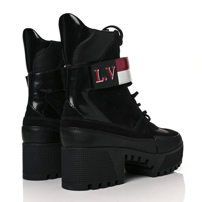 Louis Vuitton Suede Calfskin Laureate Platform Desert Boots 35.5 Black 4 of 6