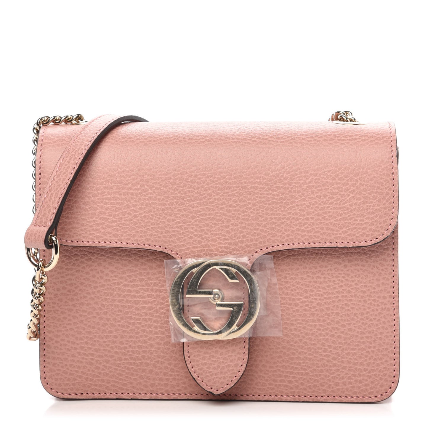 Dollar Calfskin Small Interlocking G Shoulder Bag Soft Pink