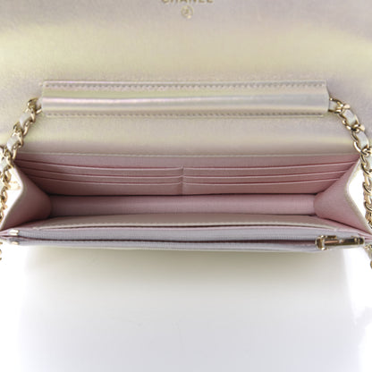 Chanel Iridescent Lambskin Quilted Wallet On Chain WOC Ivory 5 of 12