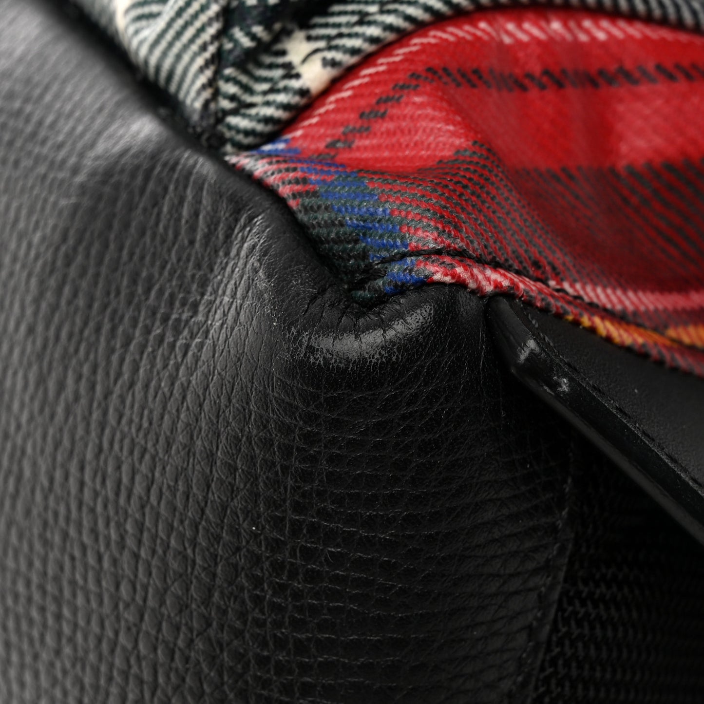 Laminated Tartan Patchwork Medium Rucksack Backpack Military Red