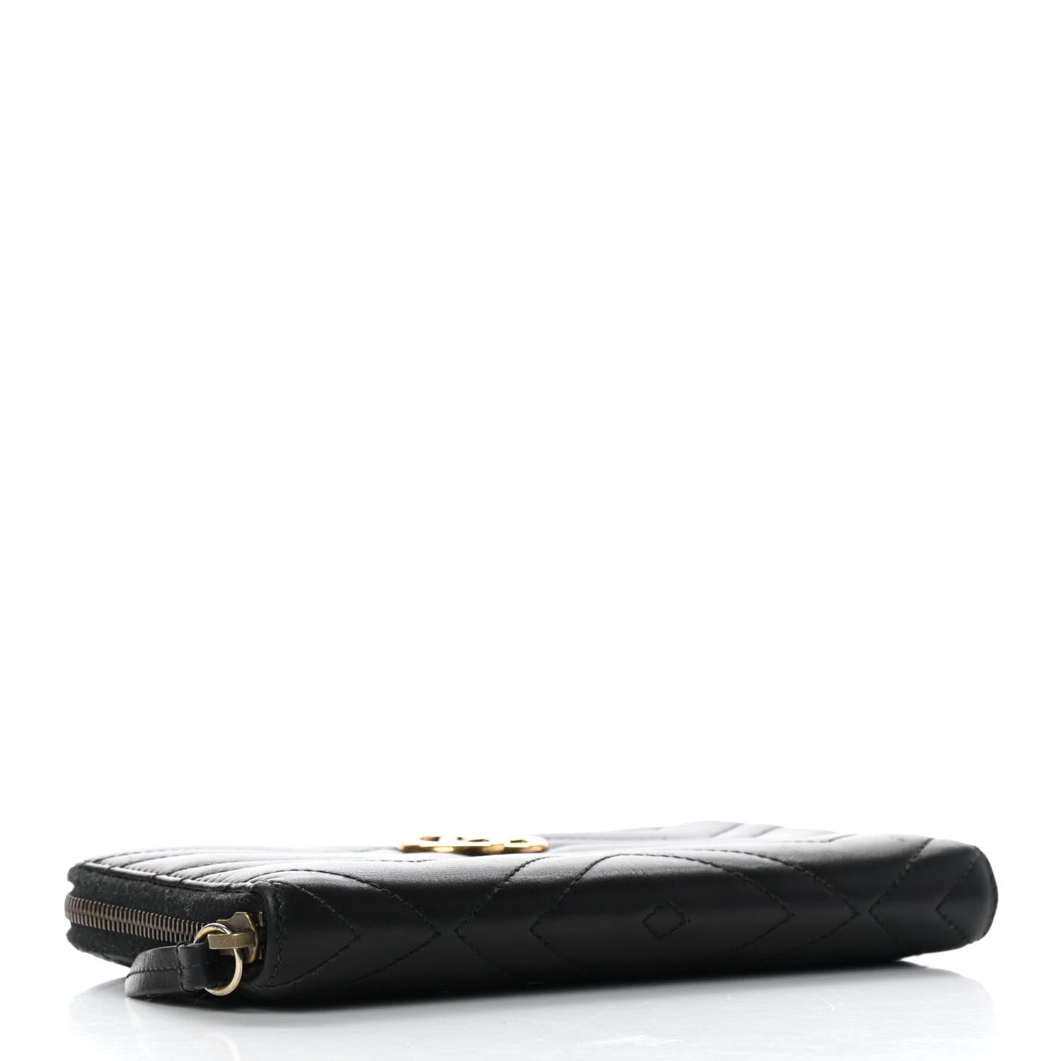 Gucci Calfskin Matelasse GG Marmont Zip Around Organizer Wallet Black 4 of 10