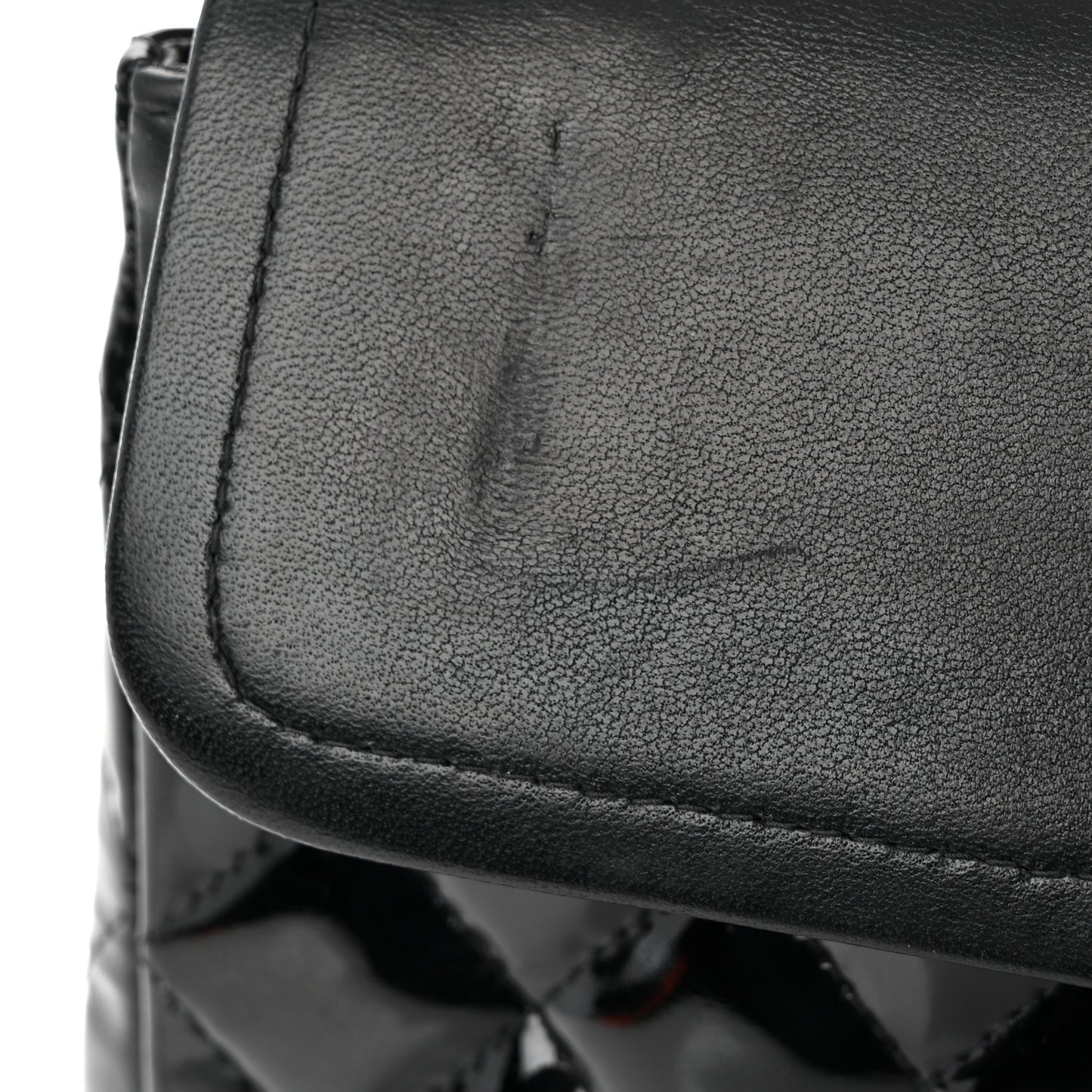Patent Quilted Medium Double Flap Black