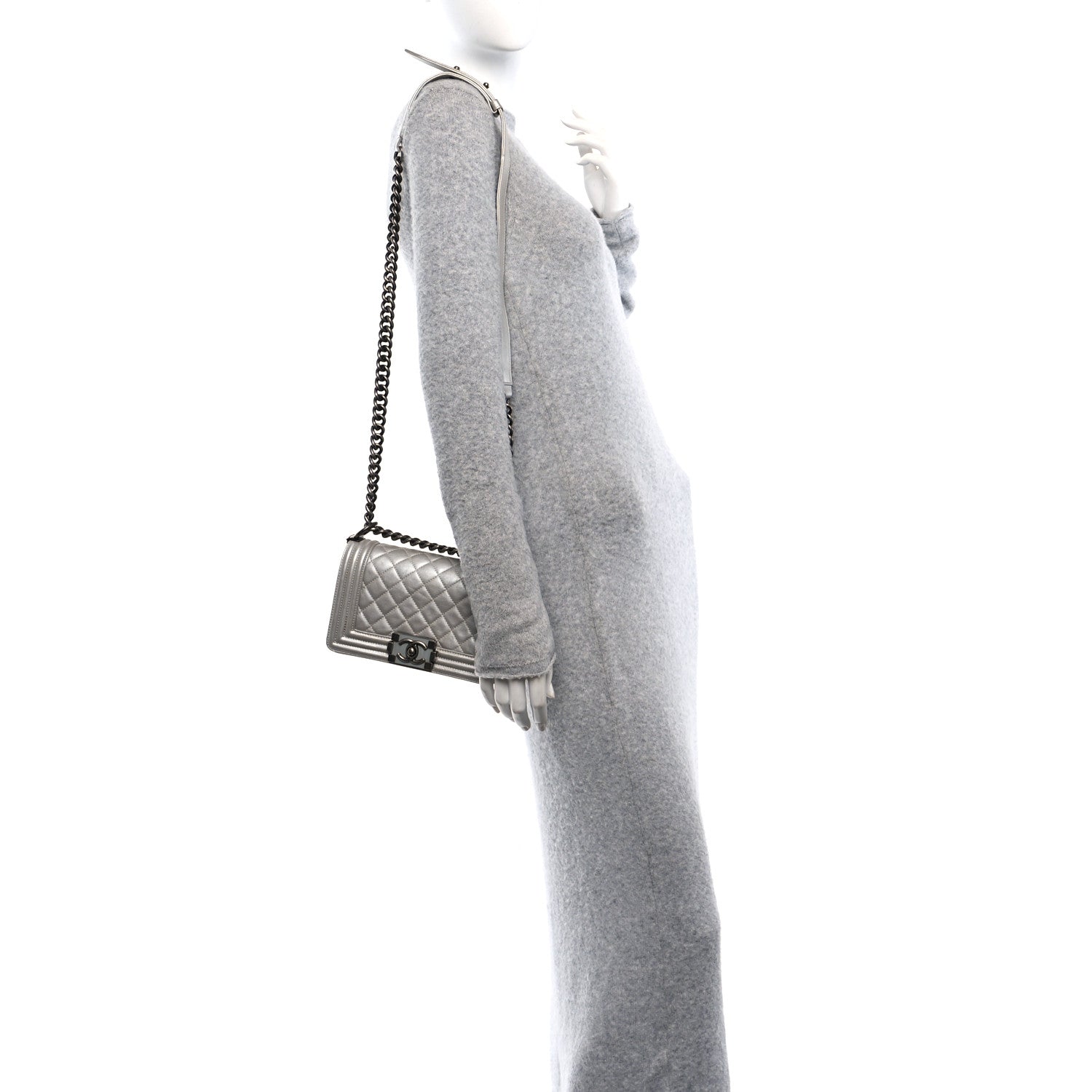 Chanel Metallic Lambskin Quilted Small Boy Flap Silver 3 of 17