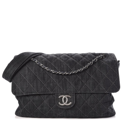 Chanel Denim Quilted Stretch Spirit Messenger Bag Dark Blue 1 of 11