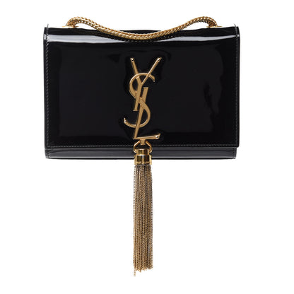 Saint Laurent Patent Small Classic Monogram Kate Tassel Satchel Black 1 of 10