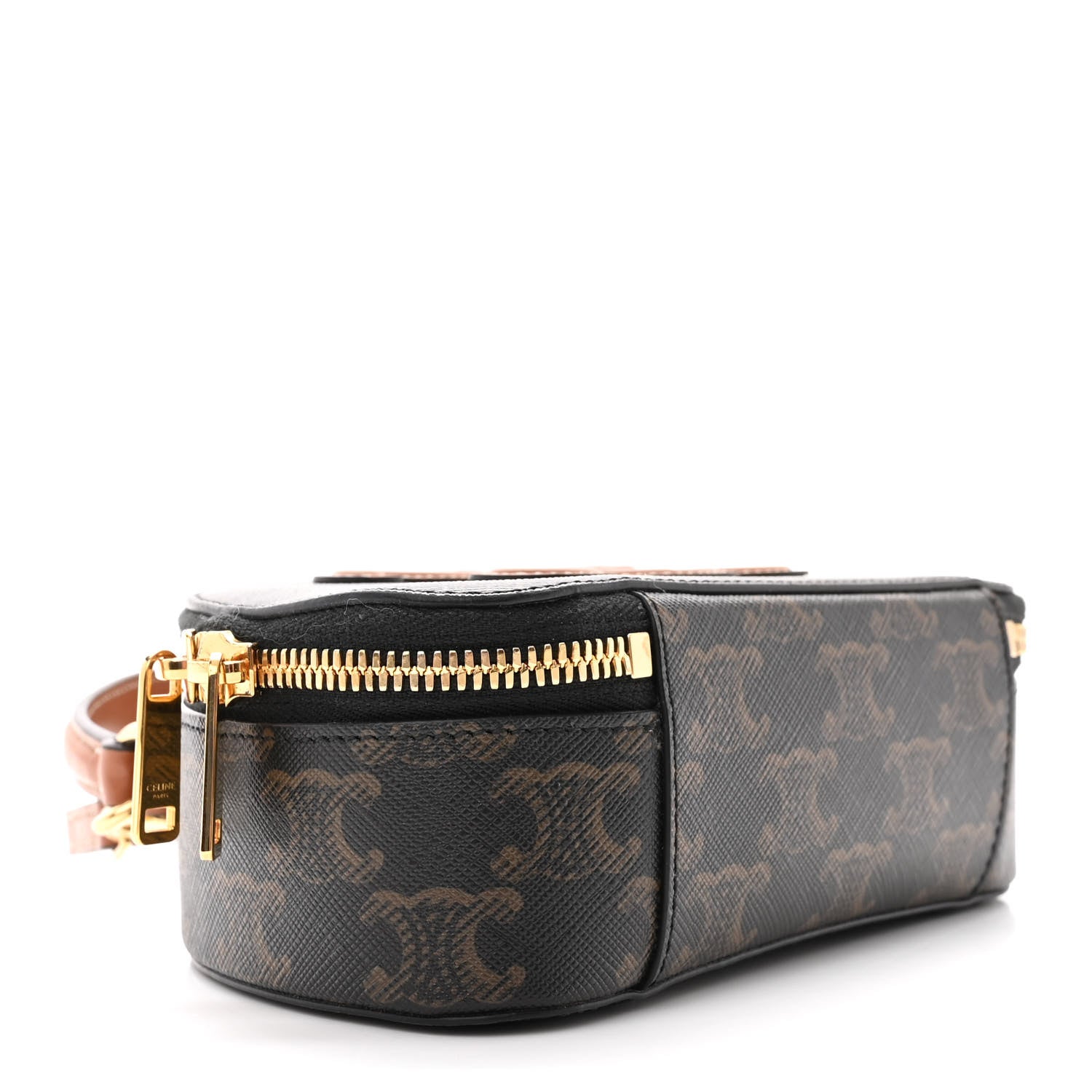 Celine Calfskin Triomphe Canvas Half Moon Case Tan 4 of 11