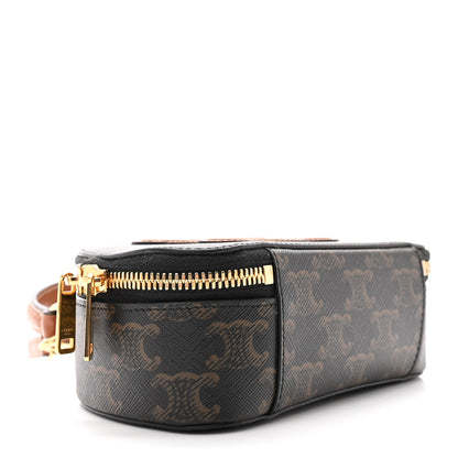 Celine Calfskin Triomphe Canvas Half Moon Case Tan 4 of 11