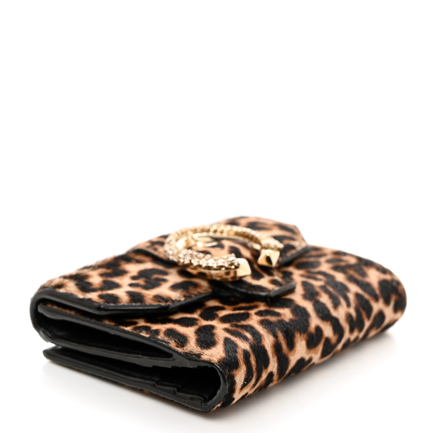 Jimmy Choo Pony Hair Leopard Print Crystal Cheri Compact Wallet 4 of 9