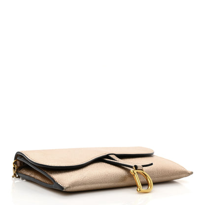 Christian Dior Metallic Grained Calfskin Saddle Chain Wallet Pouch 5 of 16