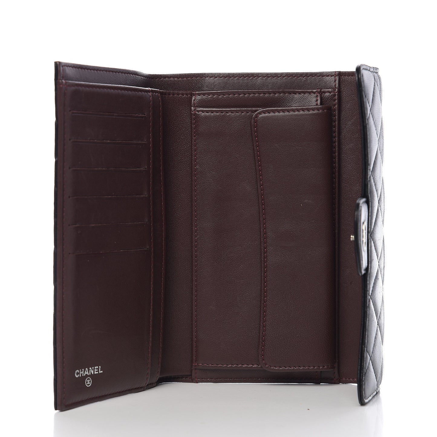 Lambskin Quilted Large Flap Wallet Black