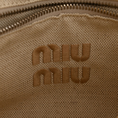 Miu Miu Fabric Crochet Knit Tote Beige 6 of 12