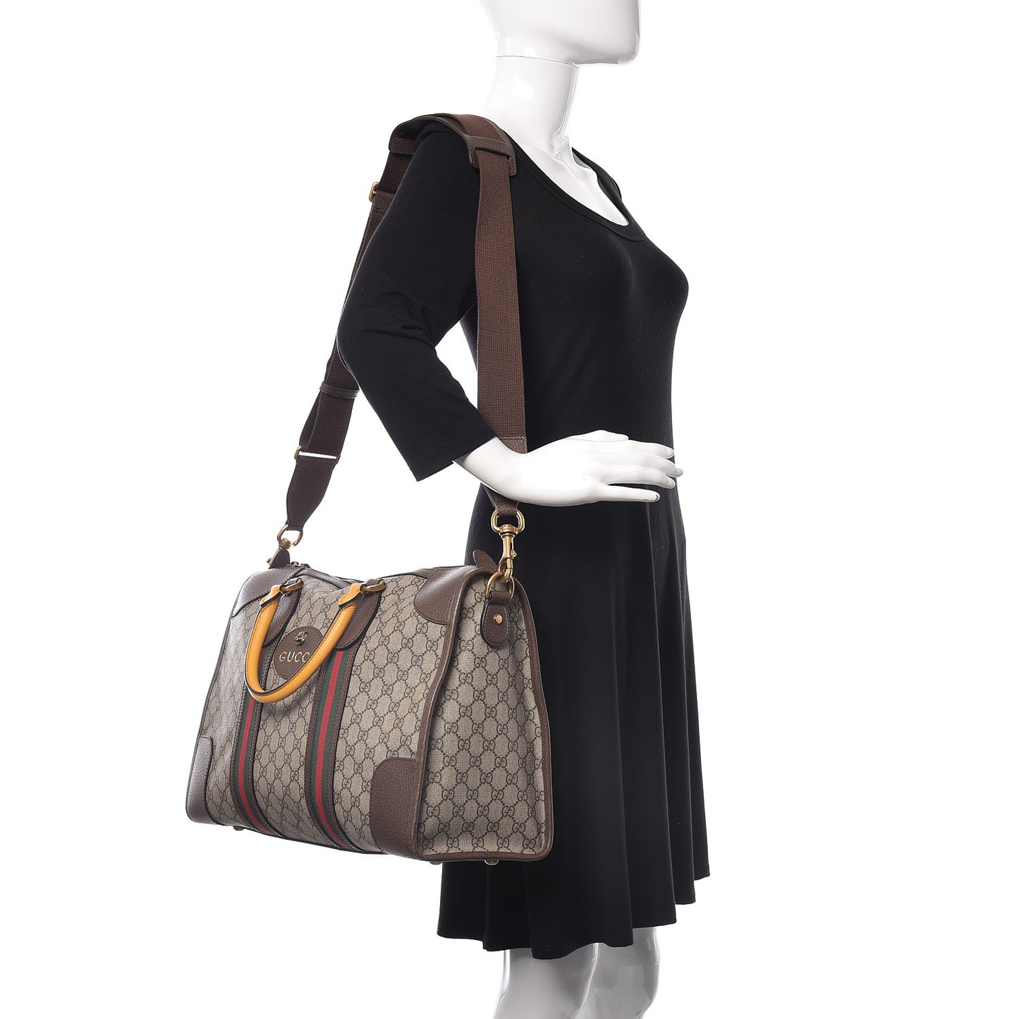 Soft GG Supreme Monogram Web Neo Vintage Duffle Bag Beige New Acero Crop