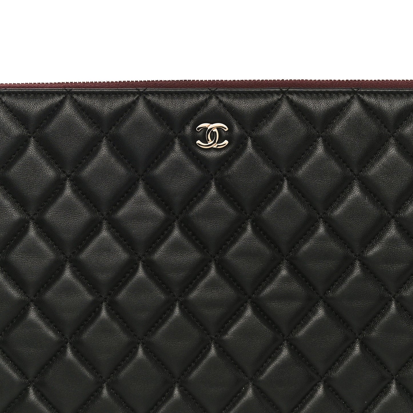 Lambskin Quilted Large Cosmetic Case Black