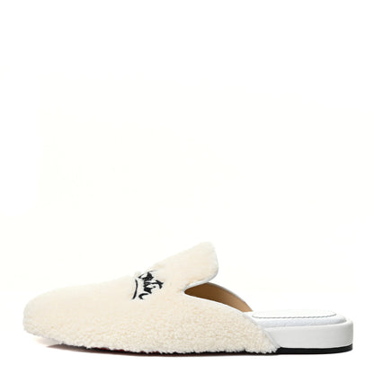 Christian Louboutin Shearling Womens Coolito Donna Loafer Mules 39 Navy White 1 of 11
