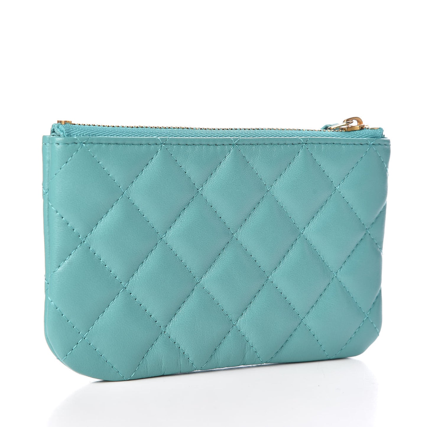 Lambskin Quilted Small Cosmetic Case Turquoise