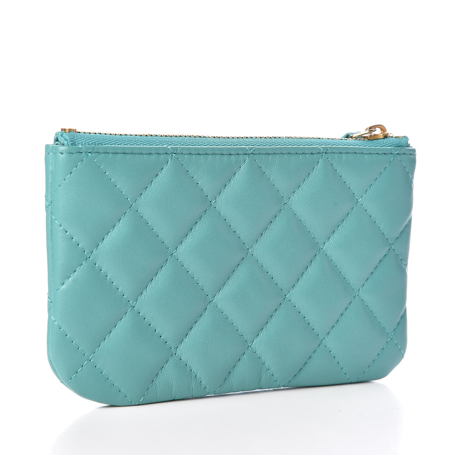 Chanel Lambskin Quilted Small Cosmetic Case Turquoise 3 of 9