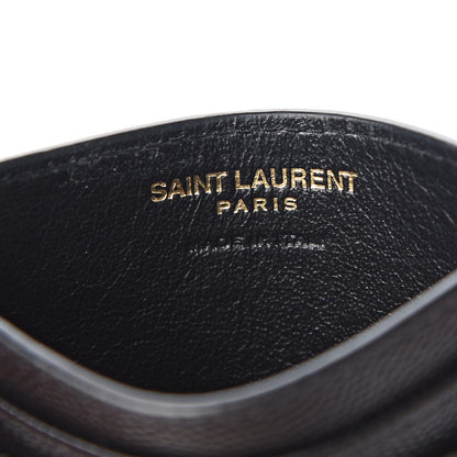 Saint Laurent Grain De Poudre Matelasse Chevron Monogram Credit Card Case Black 5 of 6