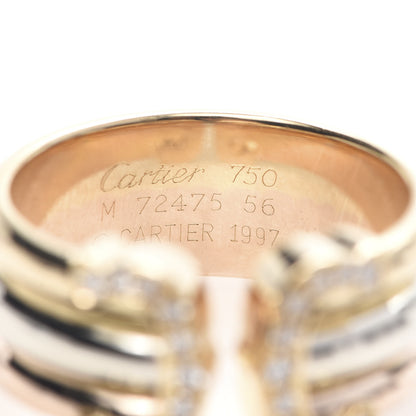 Cartier 18K Pink Yellow White Gold Diamond 11mm C De Ring 56 7.5 5 of 5