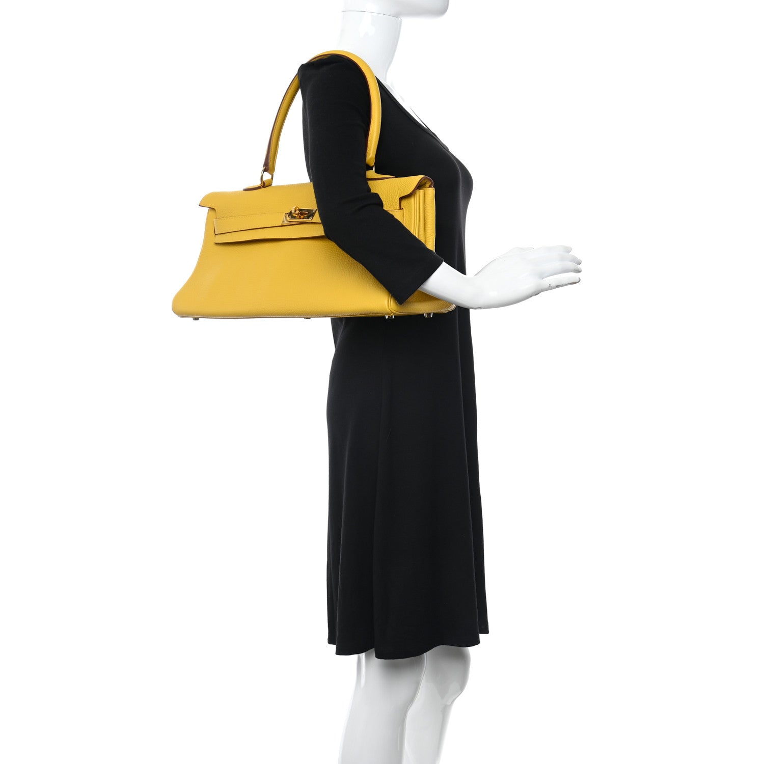 Hermes Taurillon Clemence Shoulder Kelly 40 Soleil 2 of 9