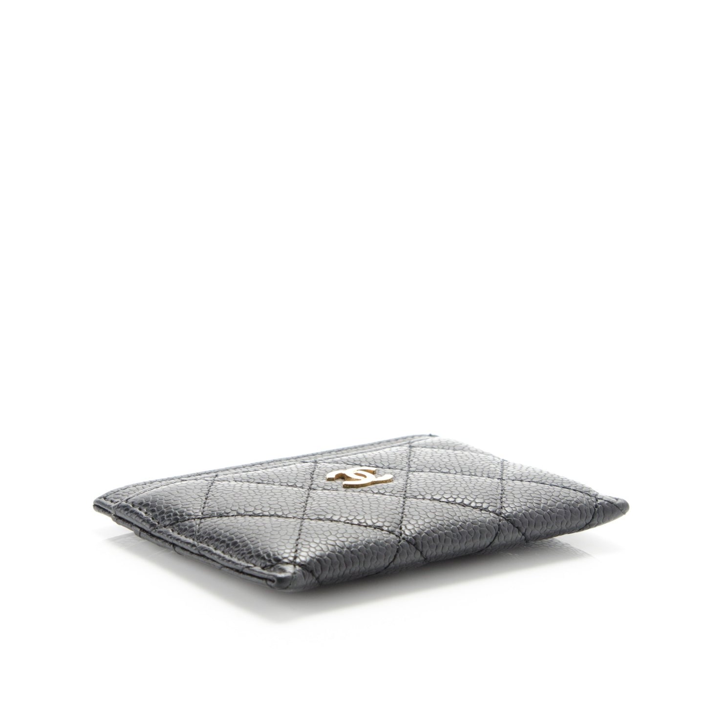 Caviar Quilted Card Holder Black
