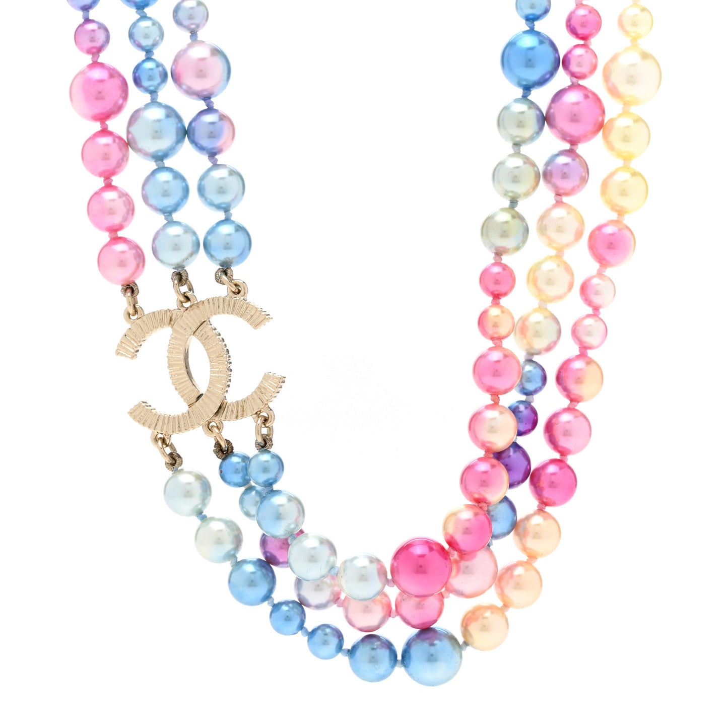 Pearl CC Multi Strand Short Necklace Gold Multicolor