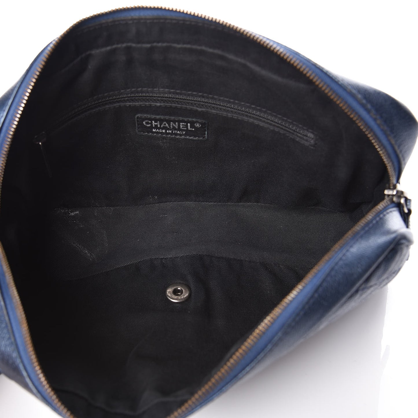 Iridescent Caviar Quilted Large Chic Flap Blue
