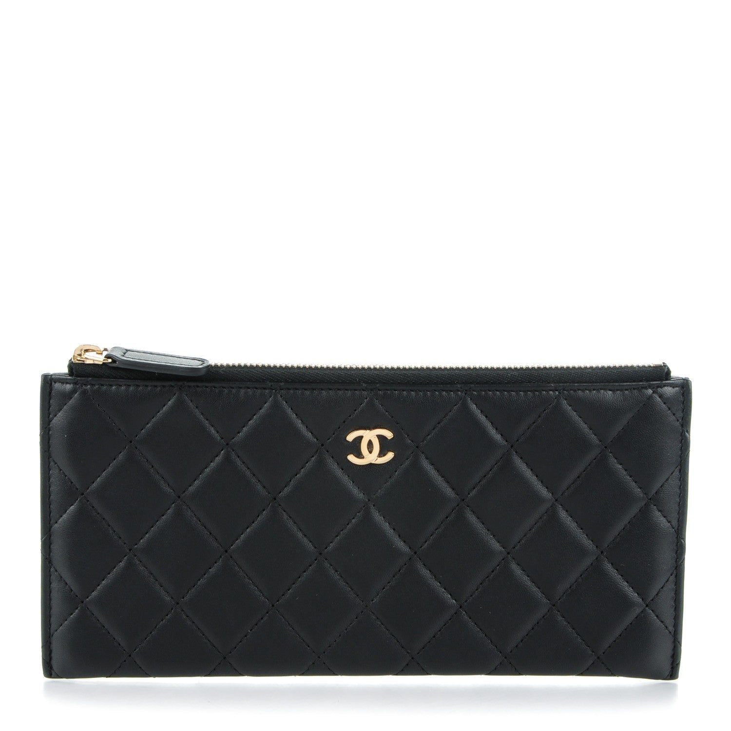 Chanel Lambskin Quilted Zip Pouch Black 1 of 8