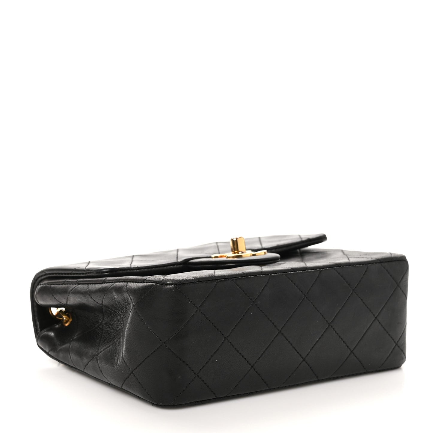 Lambskin Quilted Mini Square Flap Bag Black