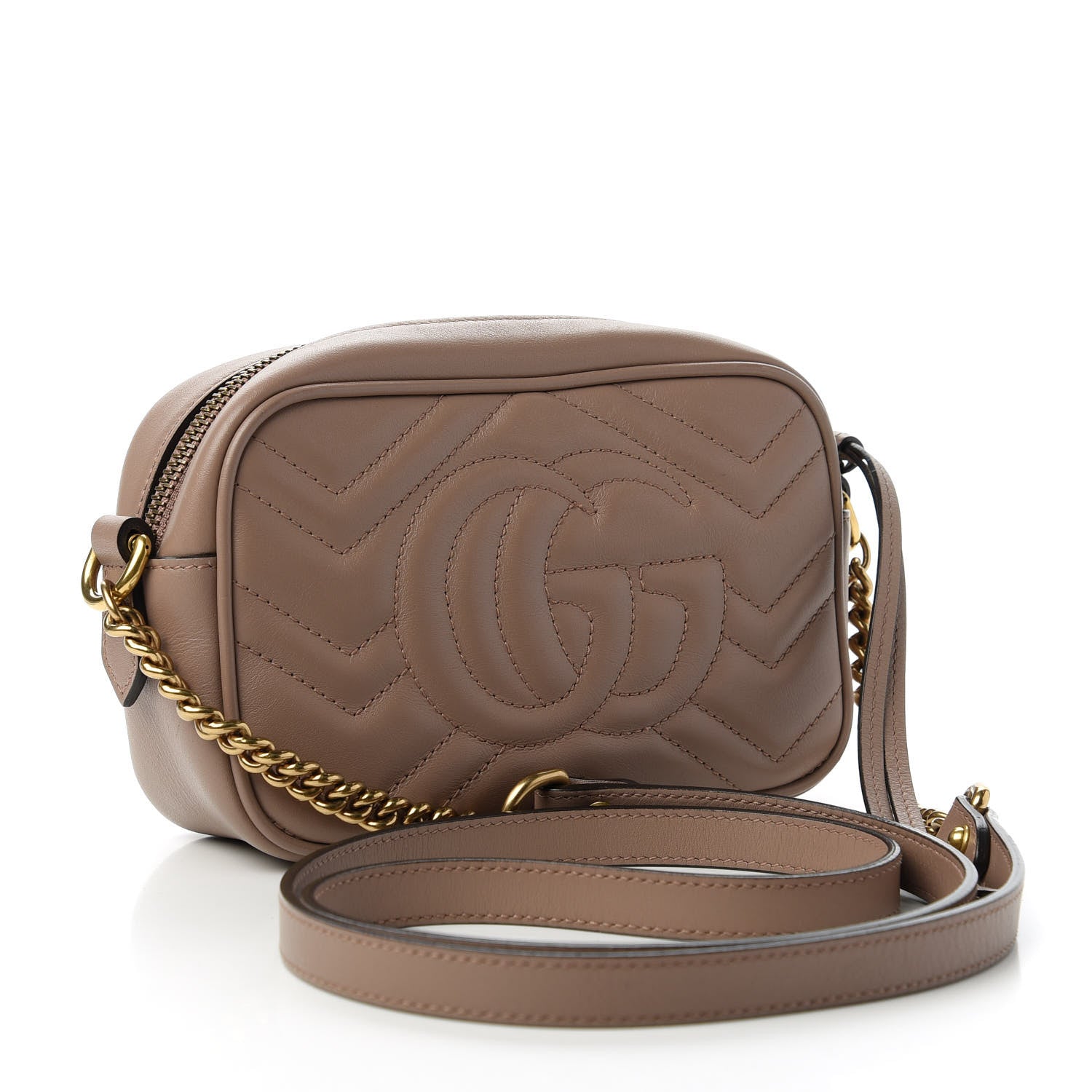 Gucci Calfskin Matelasse Mini GG Marmont Chain Shoulder Bag Porcelain Rose 3 of 11